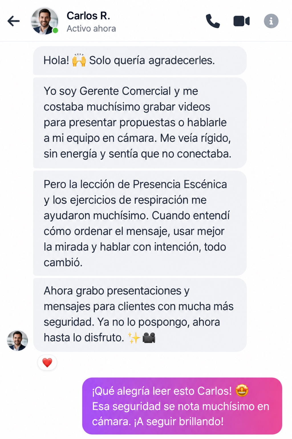 Captura del mensaje de Carlos R.